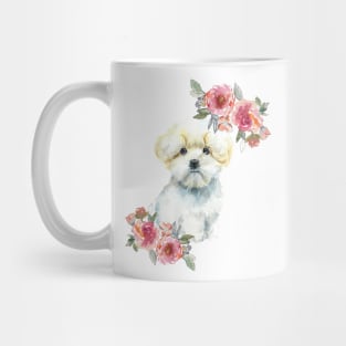 Cute Maltese Puppy Watercolor Art Mug